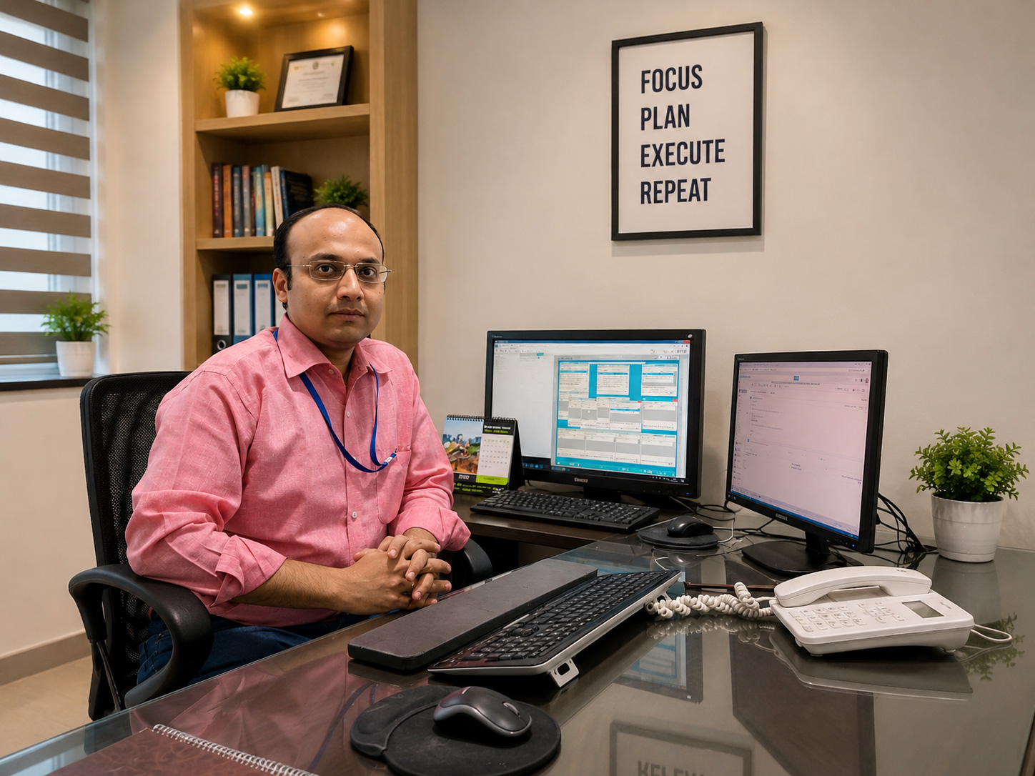 Pradeept Agarwal working at a computer